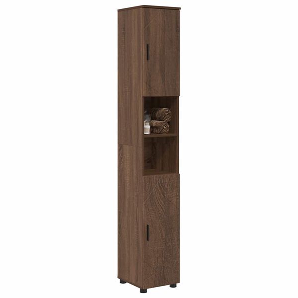 vidaXL Badezimmerschrank mit T&uuml;r Braun Eichen-Optik 30 x 35 x 192 cm