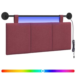 vidaXL H&auml;ngendes Kopfteil Mit LED Licht Weinrot Stoff