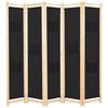 vidaXL 5-teiliger Raumteiler Schwarz 200 x 170 x 4 cm Stoff
