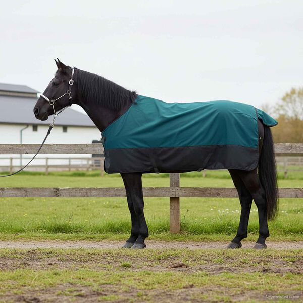 vidaXL Pferdedecke Dunkelgr&uuml;n und Schwarz 95 cm Polyester