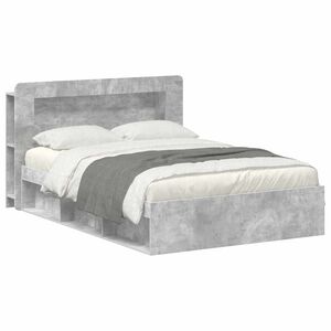 vidaXL Bettgestell mit Stauraum Betongrau 140 x 200 cm Holzwerkstoff