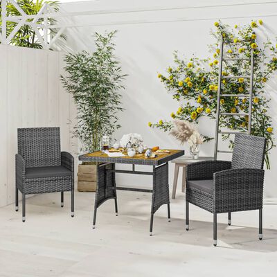 vidaXL 3-tlg. Garten-Essgruppe Poly Rattan Grau