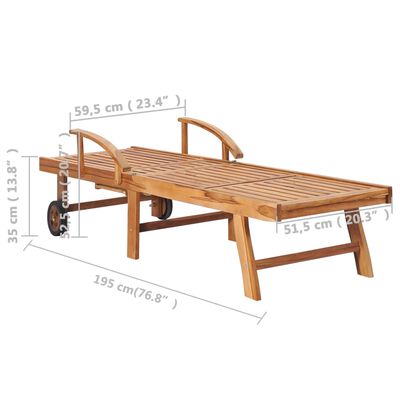 vidaXL Sonnenliege mit Auflage Grau Massivholz Teak