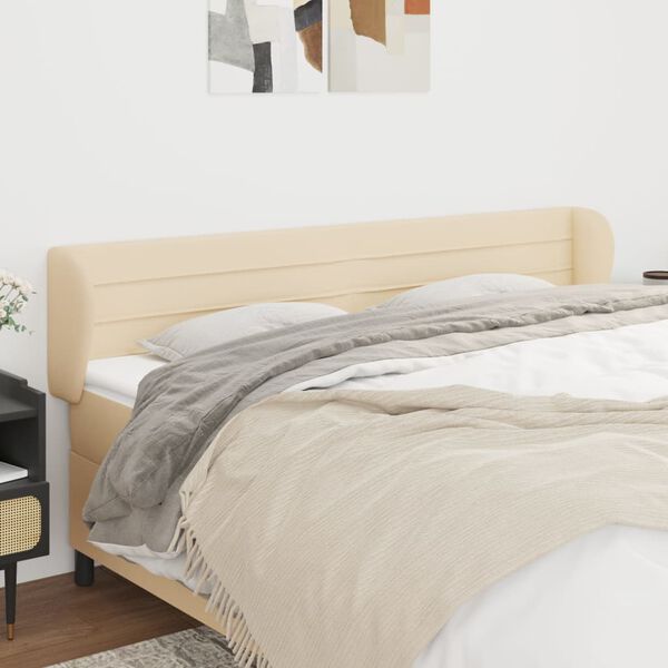 vidaXL Kopfteil mit Ohren Creme 163x23x78/88 cm Stoff