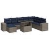 vidaXL 9-tlg. Garten-Sofagarnitur mit Kissen Grau Poly Rattan Akazie