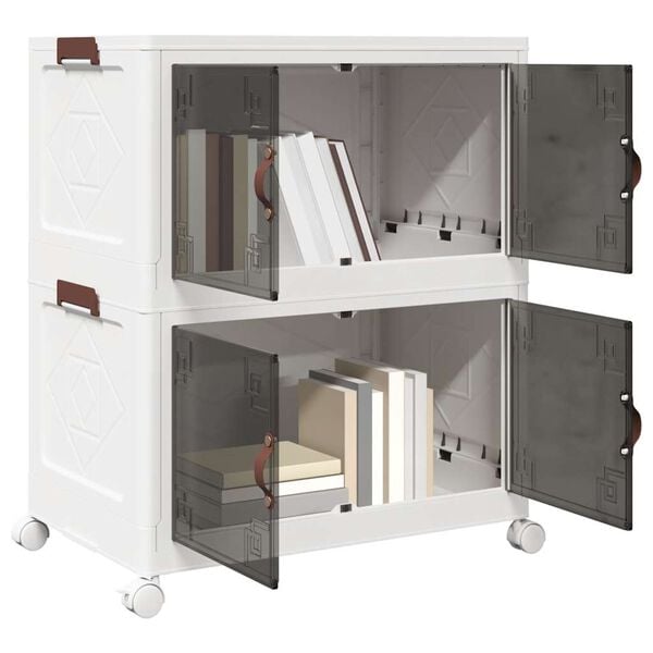 vidaXL Aufbewahrungsbox mit R&auml;dern Stapelbar 2-st&ouml;ckig 75 L 64x40x76cm