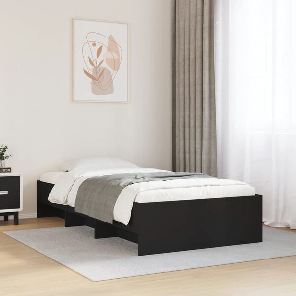 vidaXL Bettgestell Schwarz 100x200 cm Holzwerkstoff