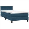 vidaXL Boxspringbett mit Matratze Dunkelblau 90x210 cm Samt