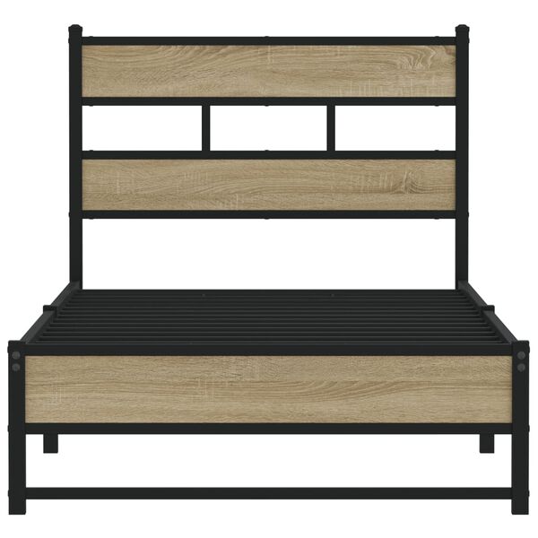 vidaXL Metallbett ohne Matratze Sonoma-Eiche 100x190 cm