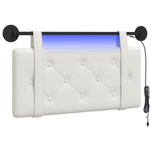 vidaXL H&auml;ngendes Kopfteil Mit LED Licht Wei&szlig; Kunstleder