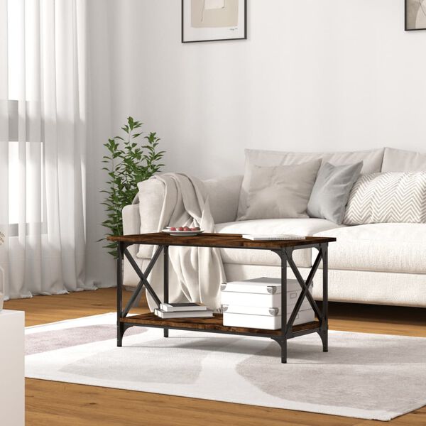 vidaXL Couchtisch R&auml;uchereiche 80x45x45 cm Holzwerkstoff und Eisen