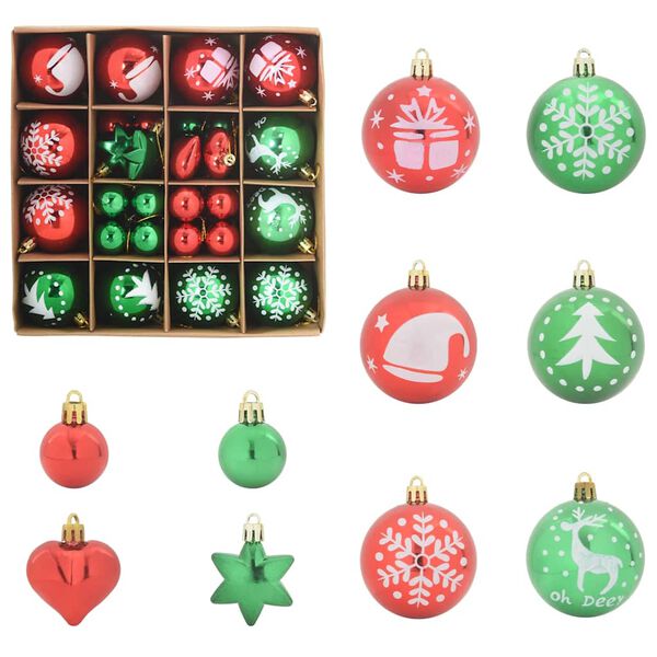 vidaXL Weihnachtskugel-Set 40 pcs Rot und grün Kunststoff