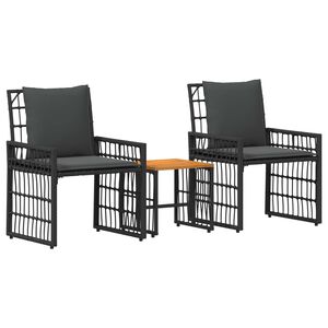 vidaXL Gartenm&ouml;bel Set 3 pcs Schwarz und Dunkelgrau