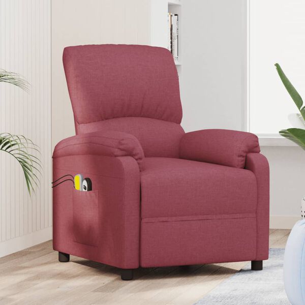 vidaXL Massagesessel mit Aufstehhilfe Weinrot Stoff