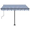 vidaXL Standmarkise Einziehbar Handbetrieben 300x250 cm Blau/Wei&szlig;