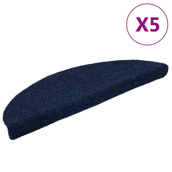 vidaXL Stufenmatten Selbstklebend 5 Stk. 56x17x3 cm Marineblau Halbrund