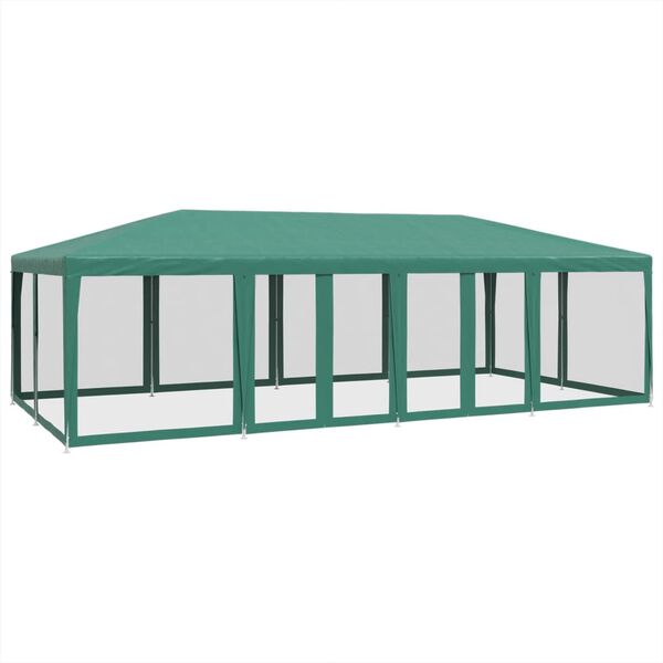 vidaXL Partyzelt mit 12 Mesh-Seitenteilen Gr&uuml;n 8x4 m HDPE
