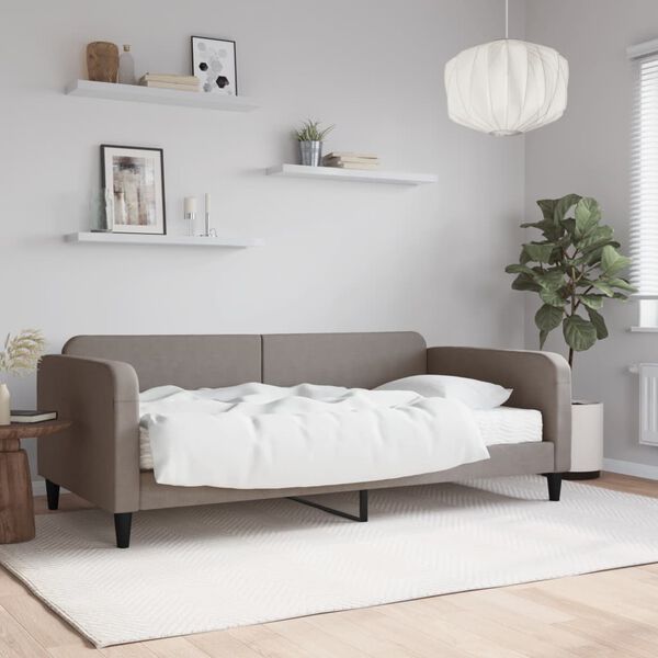 vidaXL Tagesbett mit Matratze Taupe 100x200 cm Stoff