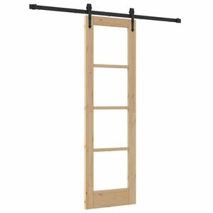 vidaXL Schiebet&uuml;r 61 x 198,5 cm Massivholz Kiefer und Glas Natur