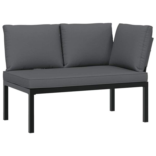 vidaXL 7-tlg. Garten-Sofagarnitur mit Kissen Schwarz Aluminium