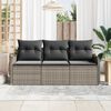 vidaXL Gartensofa-set mit Kissen 3 pcs Grau Poly-Rattan
