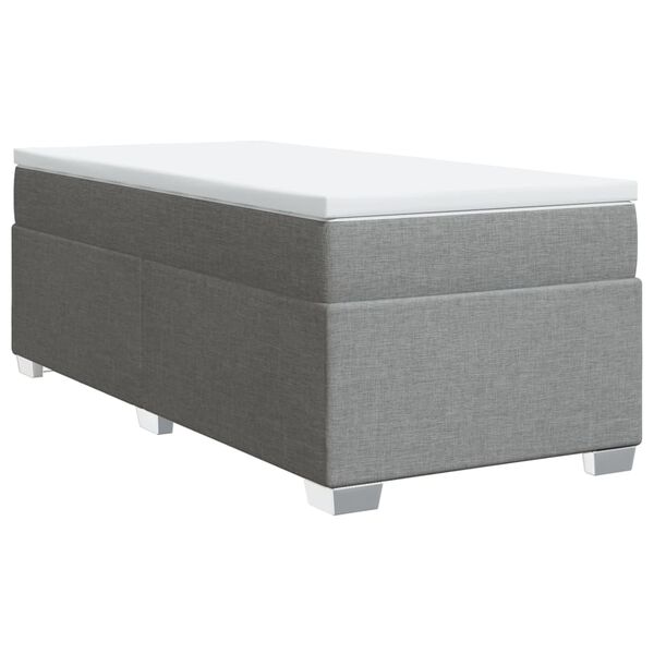 vidaXL Boxspringbett mit Matratze Hellgrau 100x200 cm Stoff