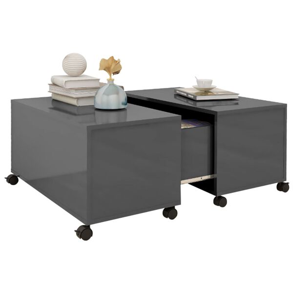 vidaXL Couchtisch Hochglanz-Grau 75x75x38 cm Holzwerkstoff