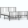 vidaXL Bettgestell mit Kopf- und Fu&szlig;teil Metall Schwarz 135x190 cm