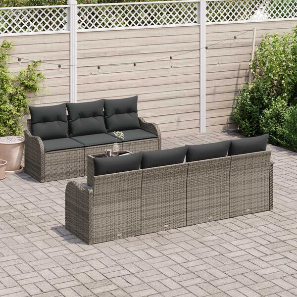 vidaXL Gartensofa-set 8 pcs Grau Poly-Rattan und Stahl und Glas