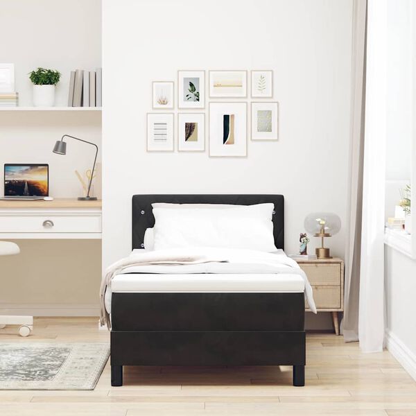 vidaXL LED Boxspringbett mit Matratze Schwarz 100 x 200 cm Samt