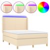vidaXL Boxspringbett mit Matratze & LED Creme 140x200 cm Stoff