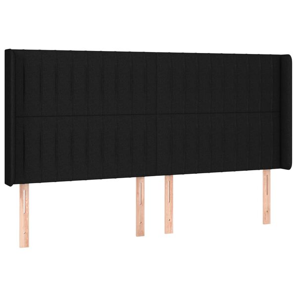 vidaXL Kopfteil mit Ohren Schwarz 203x16x118/128 cm Stoff