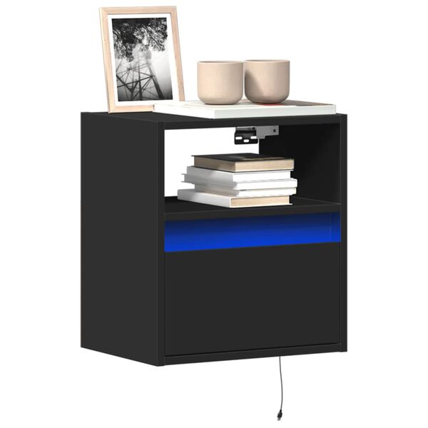 vidaXL TV-Wandschr&auml;nke mit LED-Beleuchtung 2 Stk. Schwarz 41x31x45 cm