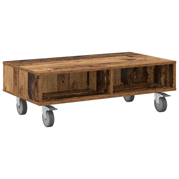 vidaXL Beistelltisch mit R&auml;dern Altholz 90 x 50 x 30 cm Holzwerkstoff
