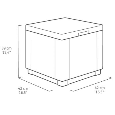 Keter Hocker mit Stauraum Cube Graphitgrau 213816
