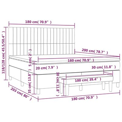 vidaXL Boxspringbett mit Matratze Schwarz 180x200 cm Stoff