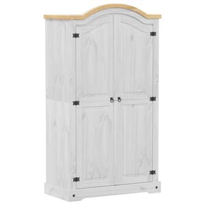 vidaXL Kleiderschrank Corona Wei&szlig; 102x52x186 cm Massivholz Kiefer