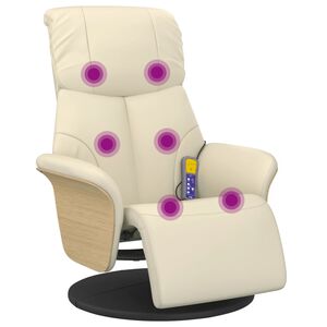 vidaXL Massagesessel mit Fu&szlig;teil Creme Kunstleder
