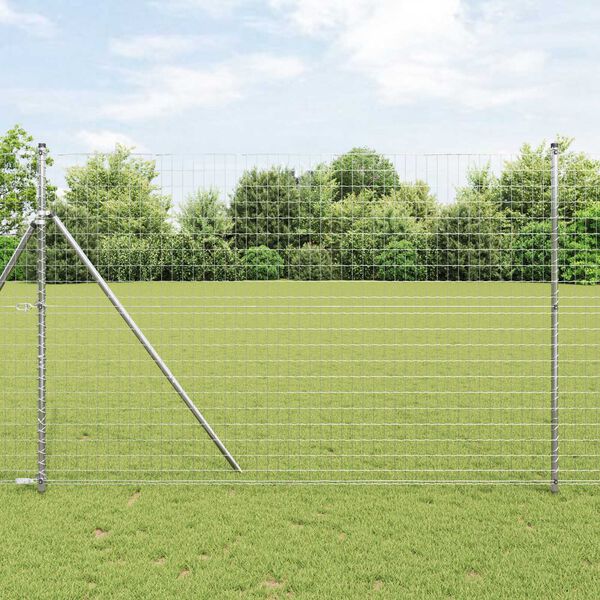 vidaXL Zaun mit Pfosten Silber 1,6 x 10 m Stahl und PVC