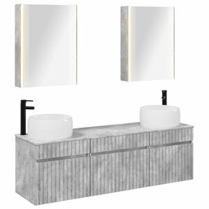 vidaXL Badezimmerschrank-Set 5 stk. Betongrau Holzwerkstoff