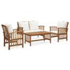 vidaXL 4-tlg. Garten-Lounge-Set mit Auflagen Massivholz Akazie