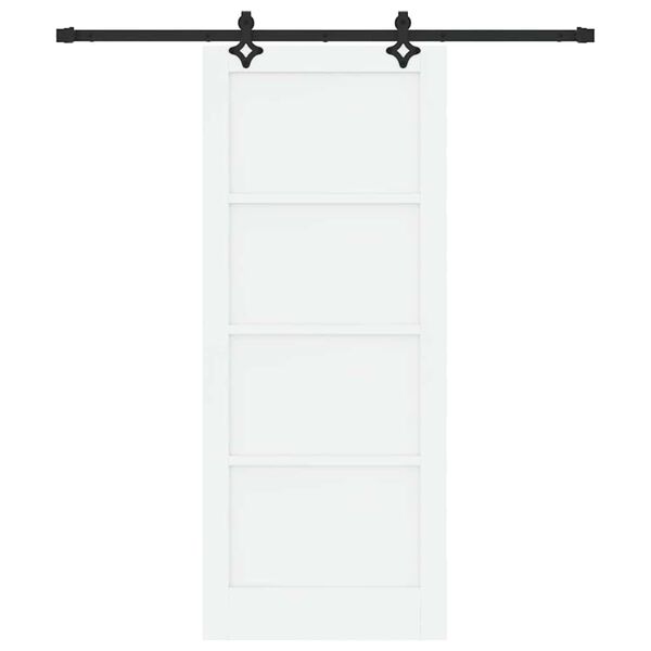 vidaXL Schiebet&uuml;r Wei&szlig; und Schwarz 83 x 202 cm Massives Kiefernholz