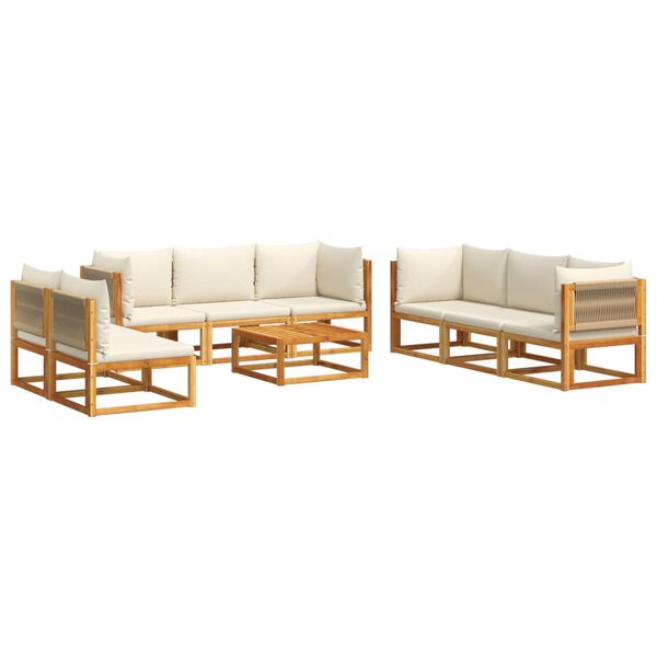 vidaXL 9-tlg. Gartensofa-Set mit Kissen Holz Akazie & Seil