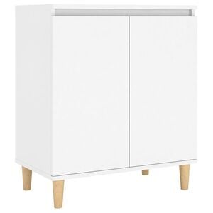 vidaXL Sideboard mit Massivholz-Beinen Wei&szlig; 60x35x70 cm Holzwerkstoff