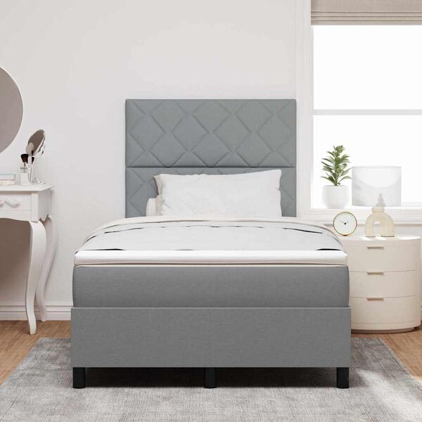 vidaXL Boxspringbett mit Matratze Hellgrau 120 x 200 cm Stoff