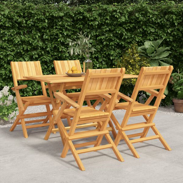 vidaXL 5-tlg. Garten-Essgruppe Massivholz Teak