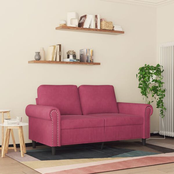 vidaXL 2-Sitzer-Sofa Weinrot 120 cm Samt