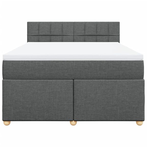 vidaXL Boxspringbett mit Matratze Dunkelgrau 140x200 cm Stoff