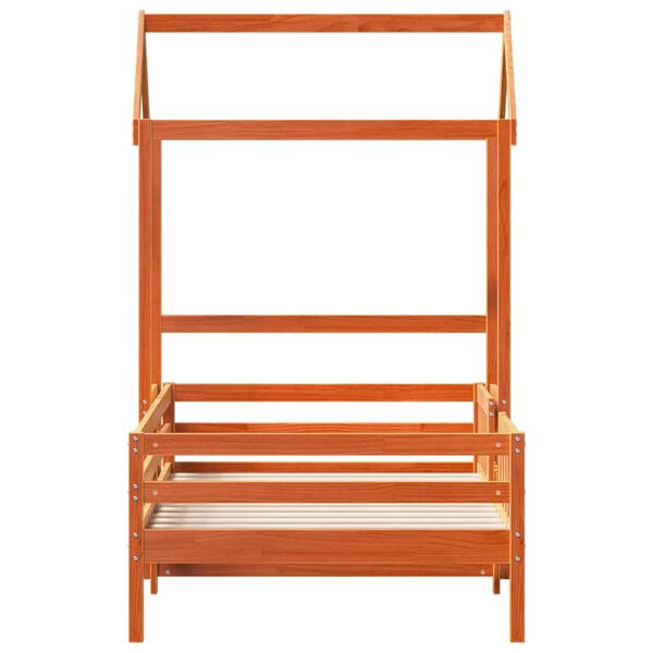 vidaXL Massivholzbett mit Dach Wachsbraun 100x200 cm Kiefer