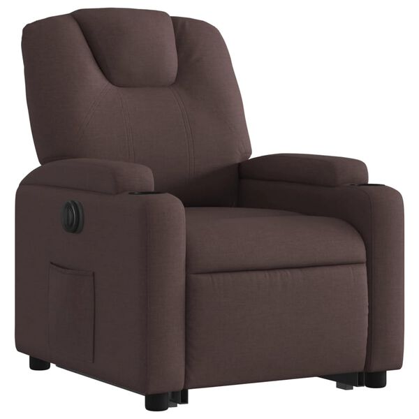 vidaXL Relaxsessel mit Aufstehhilfe Elektrisch Dunkelbraun Stoff